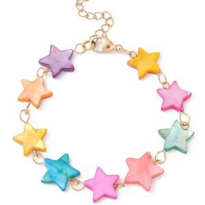 NWOT Natural Shell Star Link Bracelet,  Stainless Steel